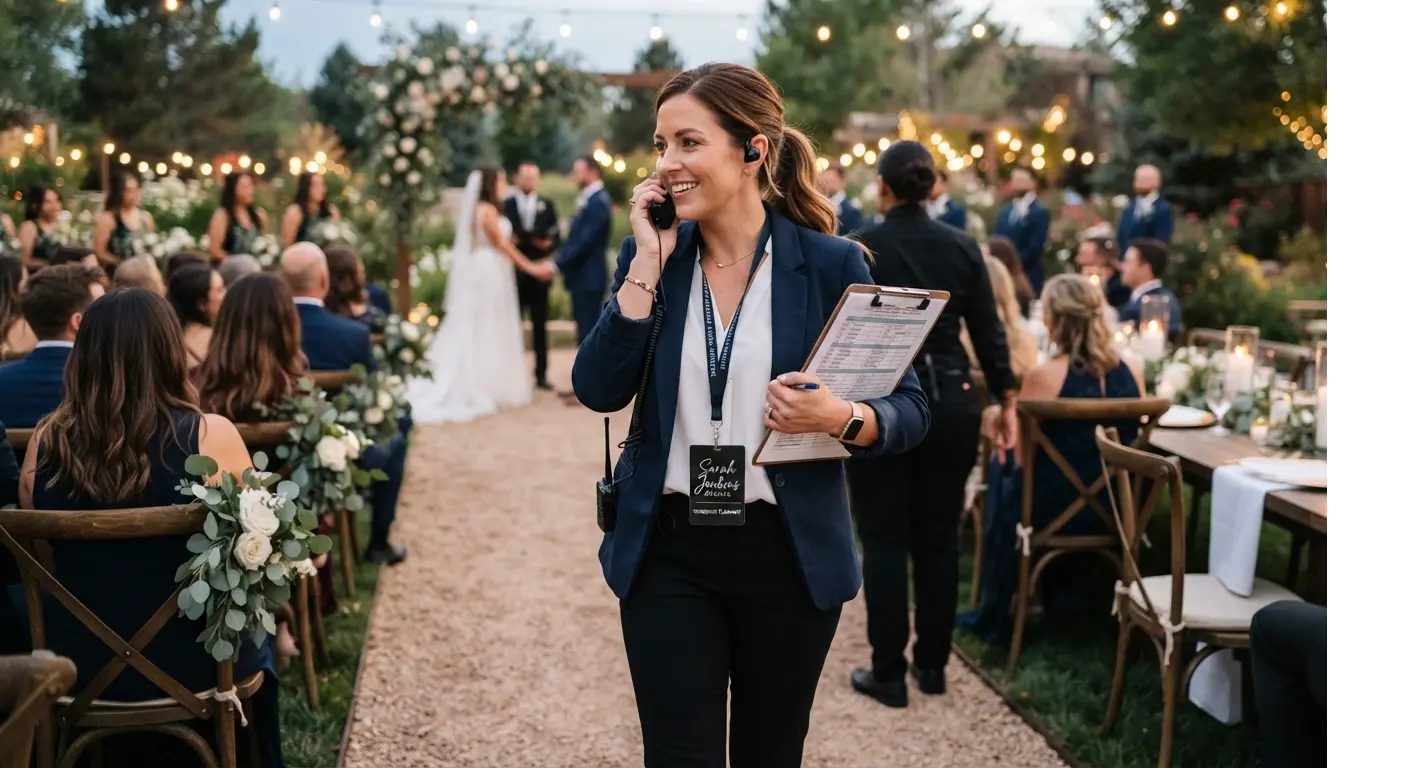 Wedding planner supervisando el evento